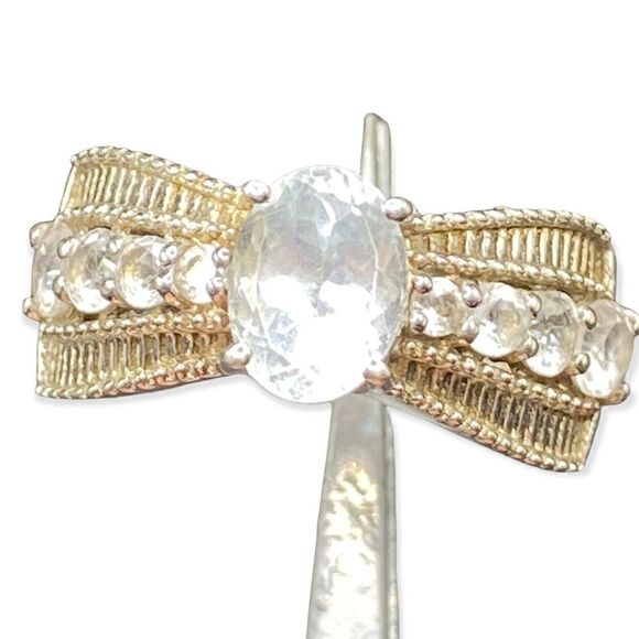 Aquamarine 9 stone ring I. Sterling silver marked 925 & GTS tested size 6 - Picture 12 of 15